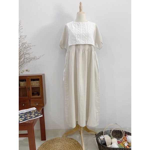 Váy đầm linen premium stone wash form rộng vintage