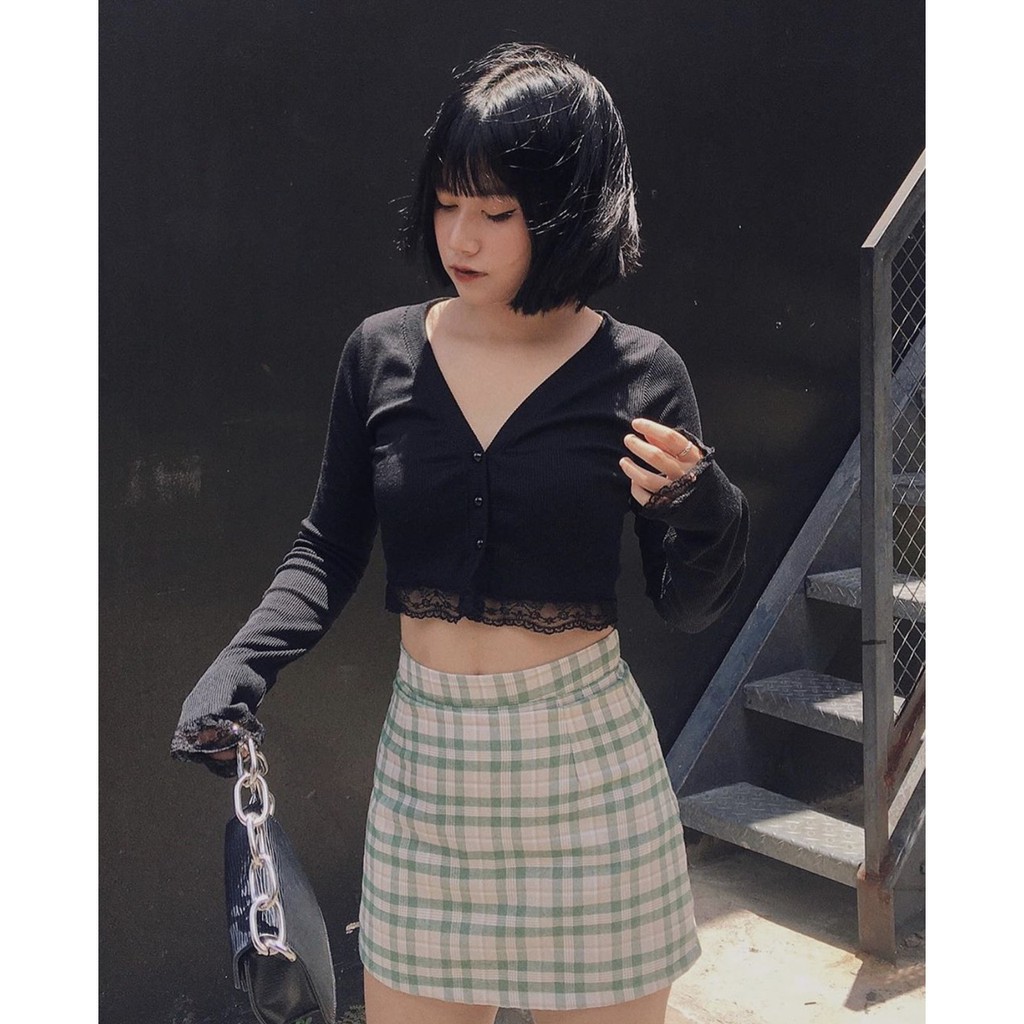 Áo thun tăm phối ren dáng ngắn nữ - Croptop tay dài cổ tim bánh bèo tiểu thư phông trắng SIÊU ĐẸP | BigBuy360 - bigbuy360.vn