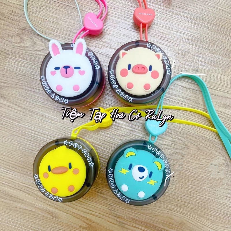 Quạt Mini Đeo Cổ Dây Chuyền Thú Cưng Siêu Dễ Thương, Có Dây Sạc Tiện Lợi( Hàng có sẵn)
