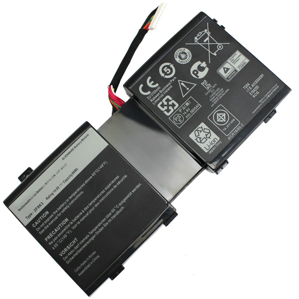 Pin Laptop DELL ALIENWARE M17X R5 (ZIN) - 8 CELL  -Alienware M17x R5, M18x R3, 2F8K3 02F8K3 KJ2PX 0KJ2PX G33TT