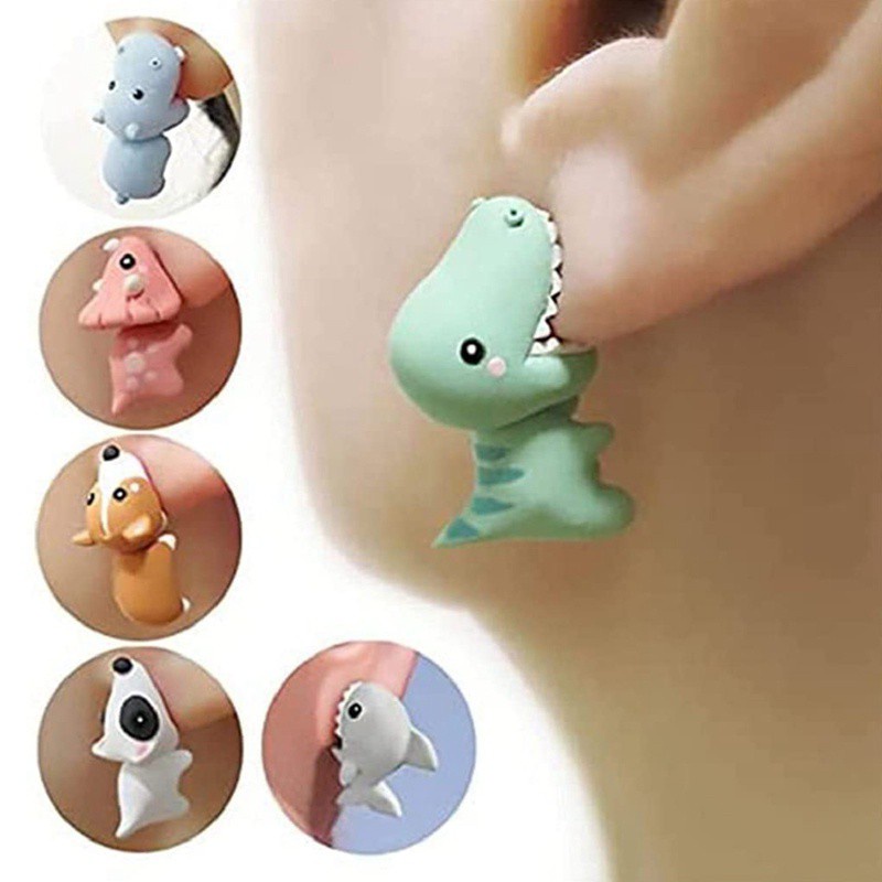 Set 2 Khuyên Tai Hình Khủng Long Dễ Thương Độc Đáo