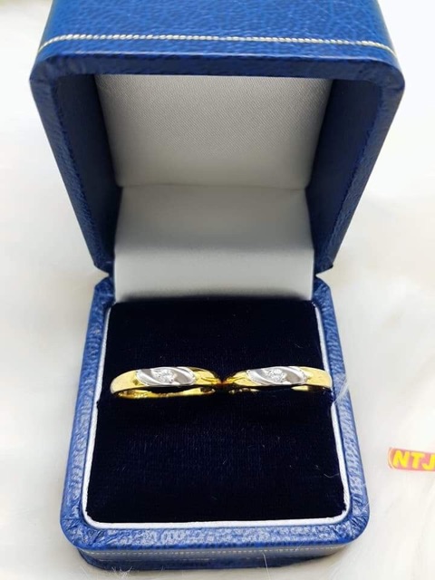 Nhẫn đôi bạc ý xi vàng