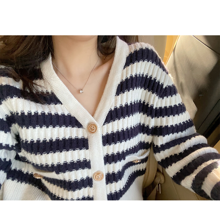Áo Khoác Cardigan Dệt Kim Kẻ Sọc Thời Trang 2021 Cho Nữ