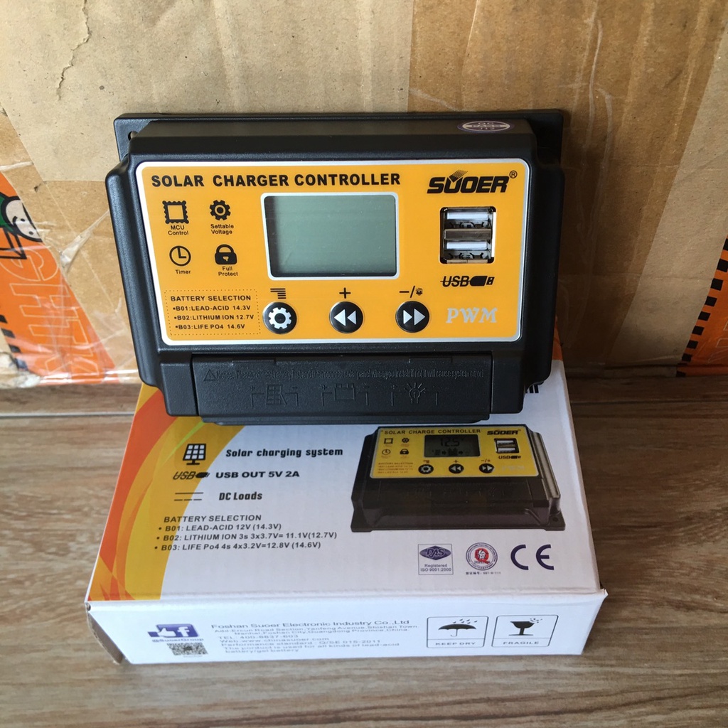 Bộ điều khiển sạc pin năng lượng mặt trời PWM SUOER ST-S1230