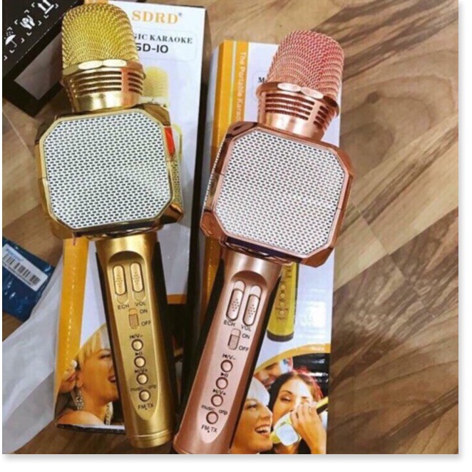 Micro Karaoke SD-10 2 loa kết nối bluetooth với điện thoại, máy tính bảng - Micro Karaoke Bluetooth kèm loa SDRD SD-10