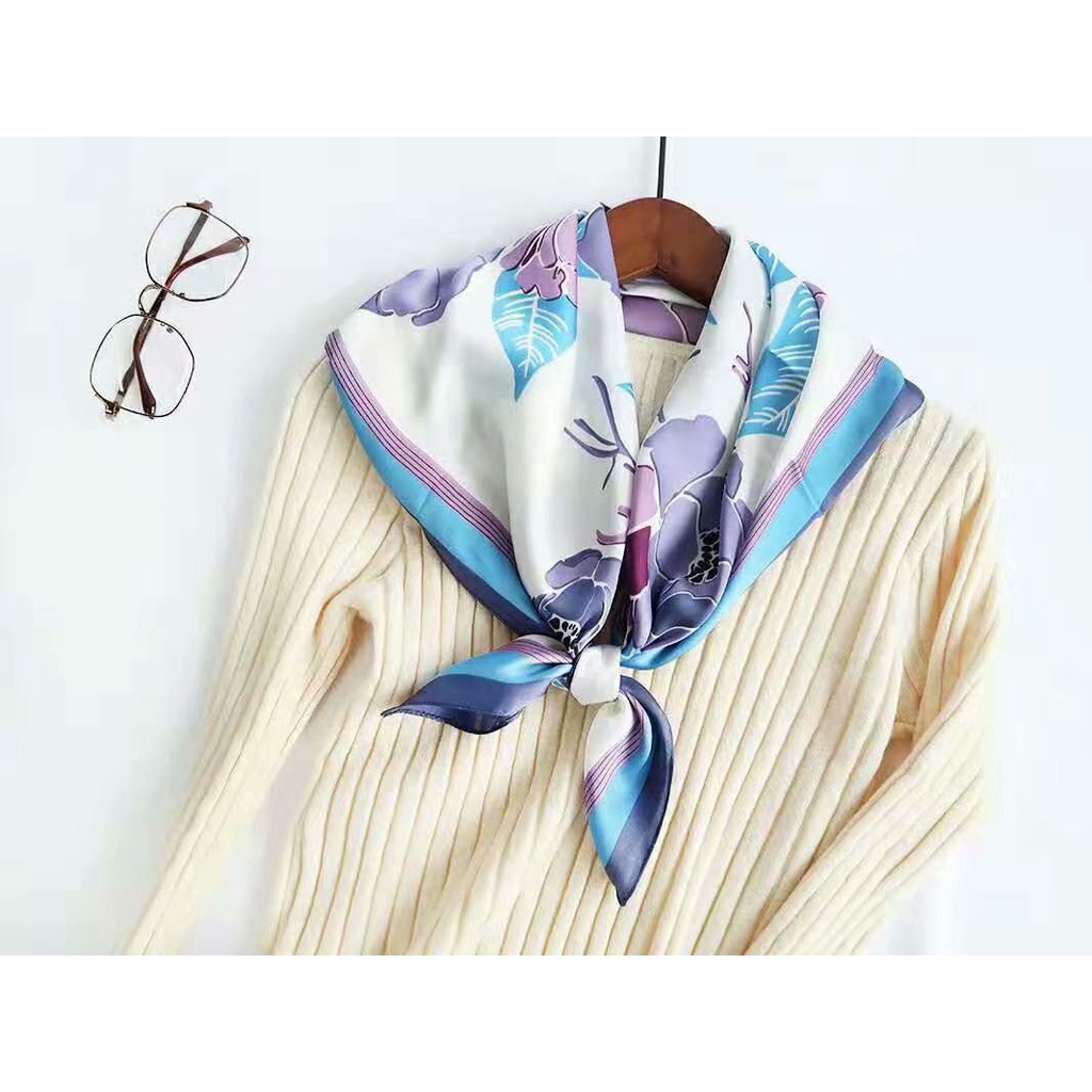 Khăn Choàng Lụa In Hình Vuông 70CM (27.5*27.5 Inches) WJ1026-90