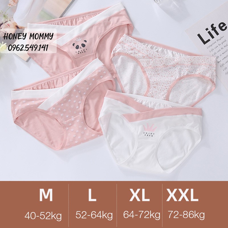 Đồ Lót Bầu Combo 4 Quần Lót Bầu Cạp Chéo Đủ Size 40 - 85kg HN1801 Honey Mommy Quần Chip Bầu Cạp Chéo