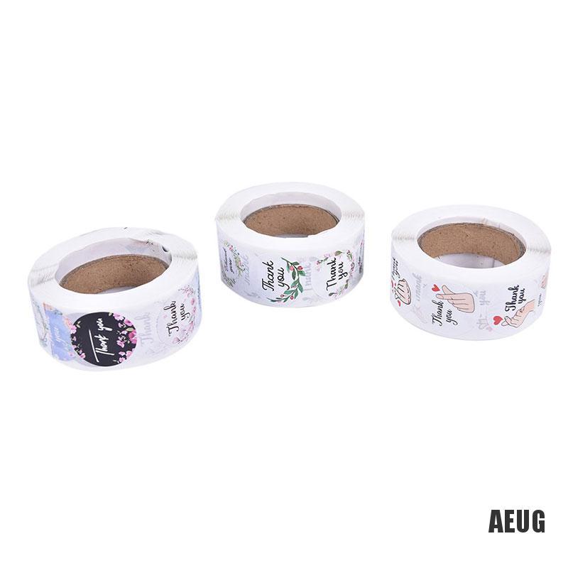 Cuộn 500 miếng dán nhãn niêm phong họa tiết chữ Thank You và hoa dành cho trang trí