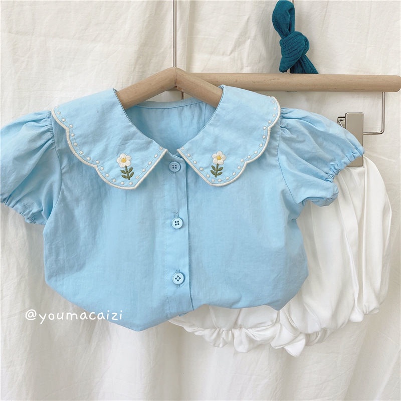 Set Áo Sơ Mi Ngắn Tay Và Quần Short Thời Trang Nhật Hàn Mới Cho Bé Gái
