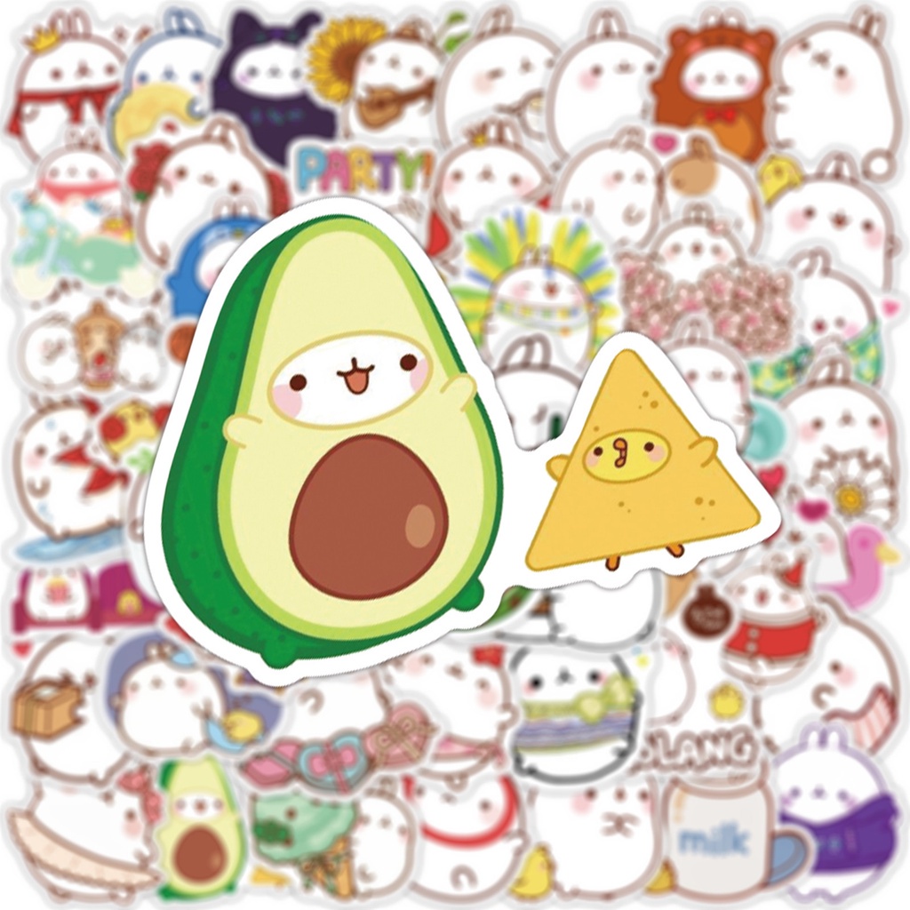 Set 50/25/10 Miếng Dán Trang Trí Hình Thỏ Dễ Thương