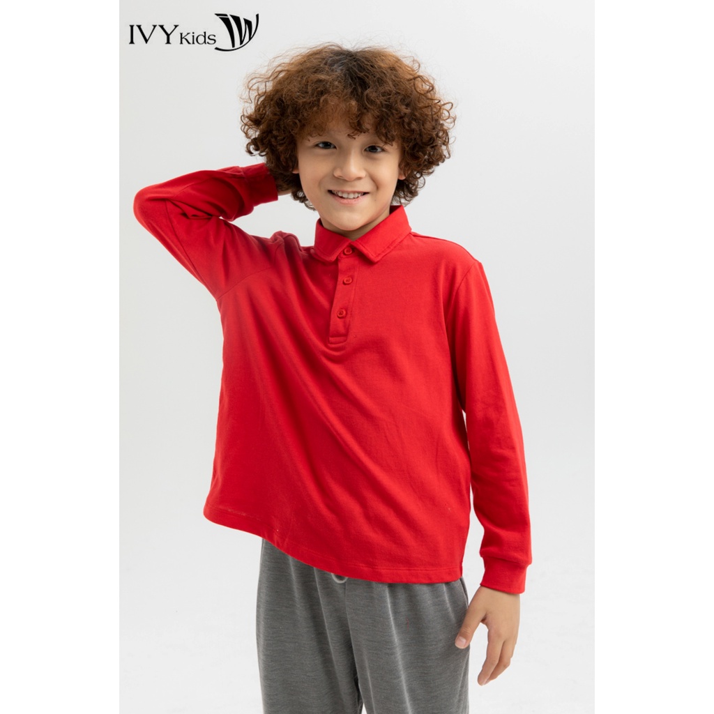 Áo thun bé trai cổ đức cài khuy IVY moda MS 58K1193