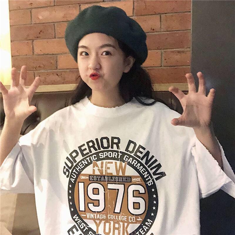 Áo thun nam nữ cotton 100% 1976 dáng tay lỡ unisex xuông form rộng màu basic, áo phông oversize chất sịn