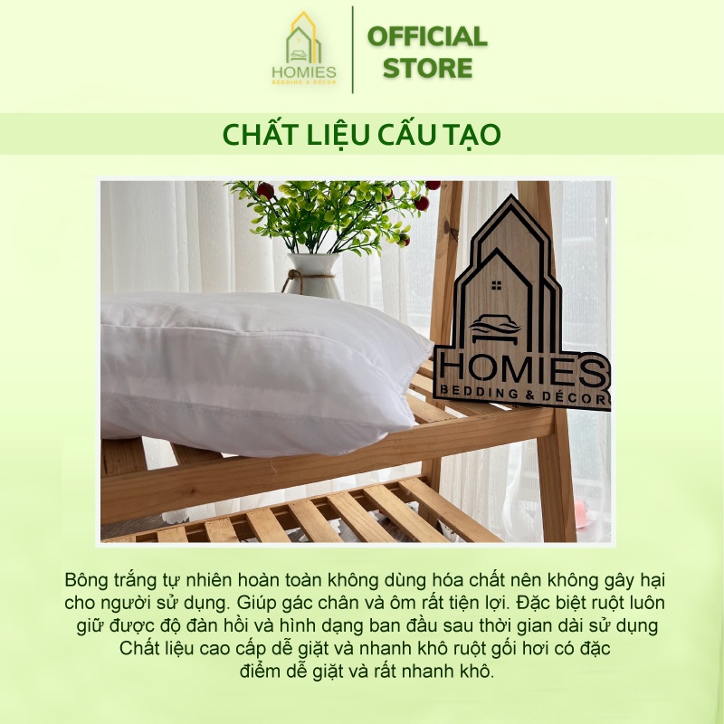 Ruột Gối Đầu Cho Bé Đi Học Chất Liệu Bông Trắng Nguyên Sinh An Toàn Cho Bé - Kích Thước 20cmx 35cm