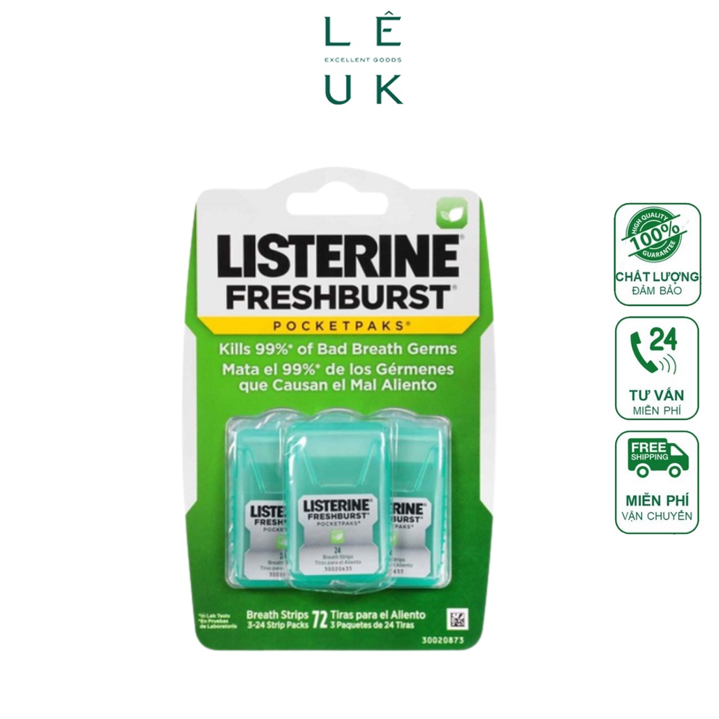 Lá Ngậm Thơm Miệng Listerine Pocketpaks Mùi Freshburst 72 Viên Mỹ (Vỉ)