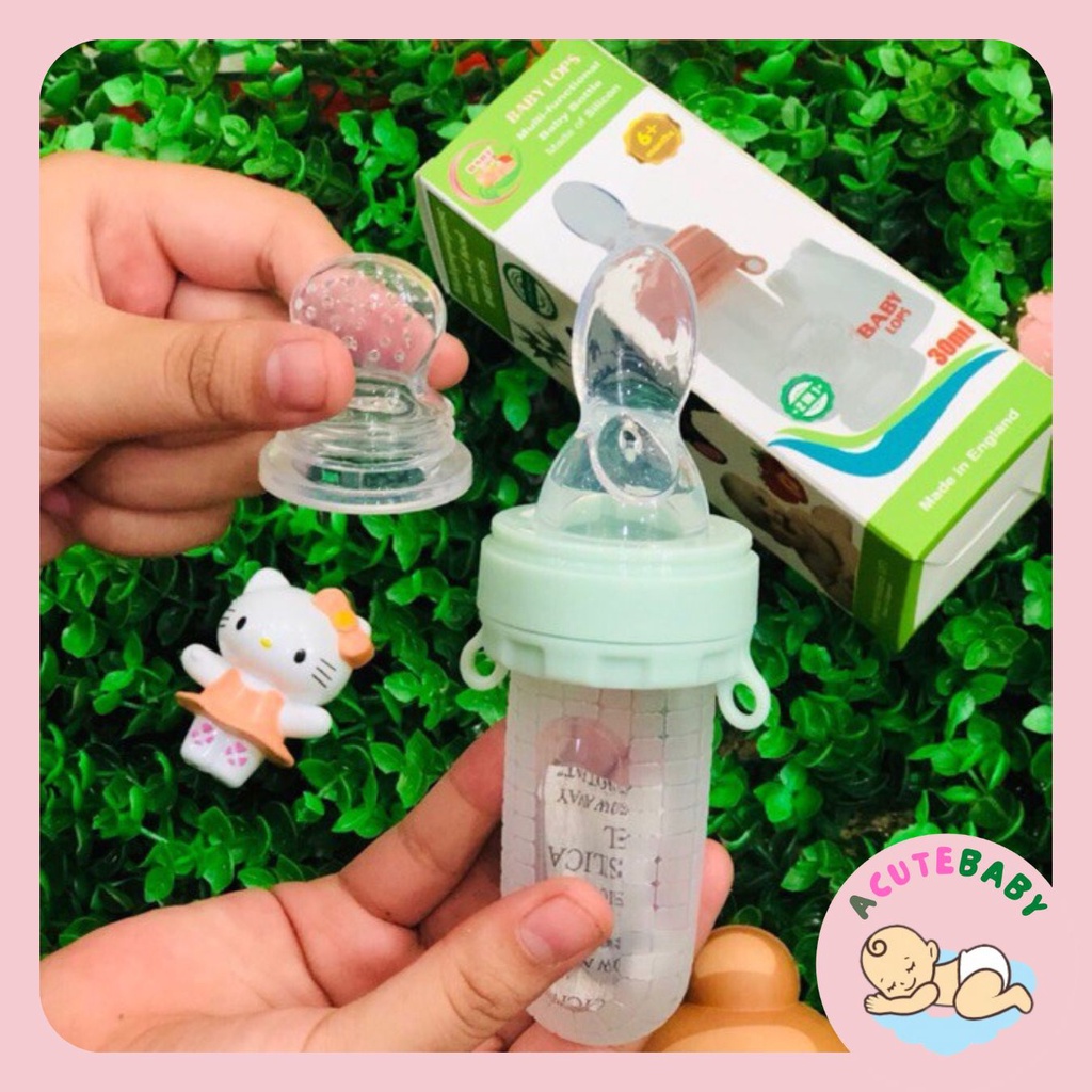 Bình thìa ăn dặm 2 trong 1 Baby Lops (kèm thìa + núm nhai)
