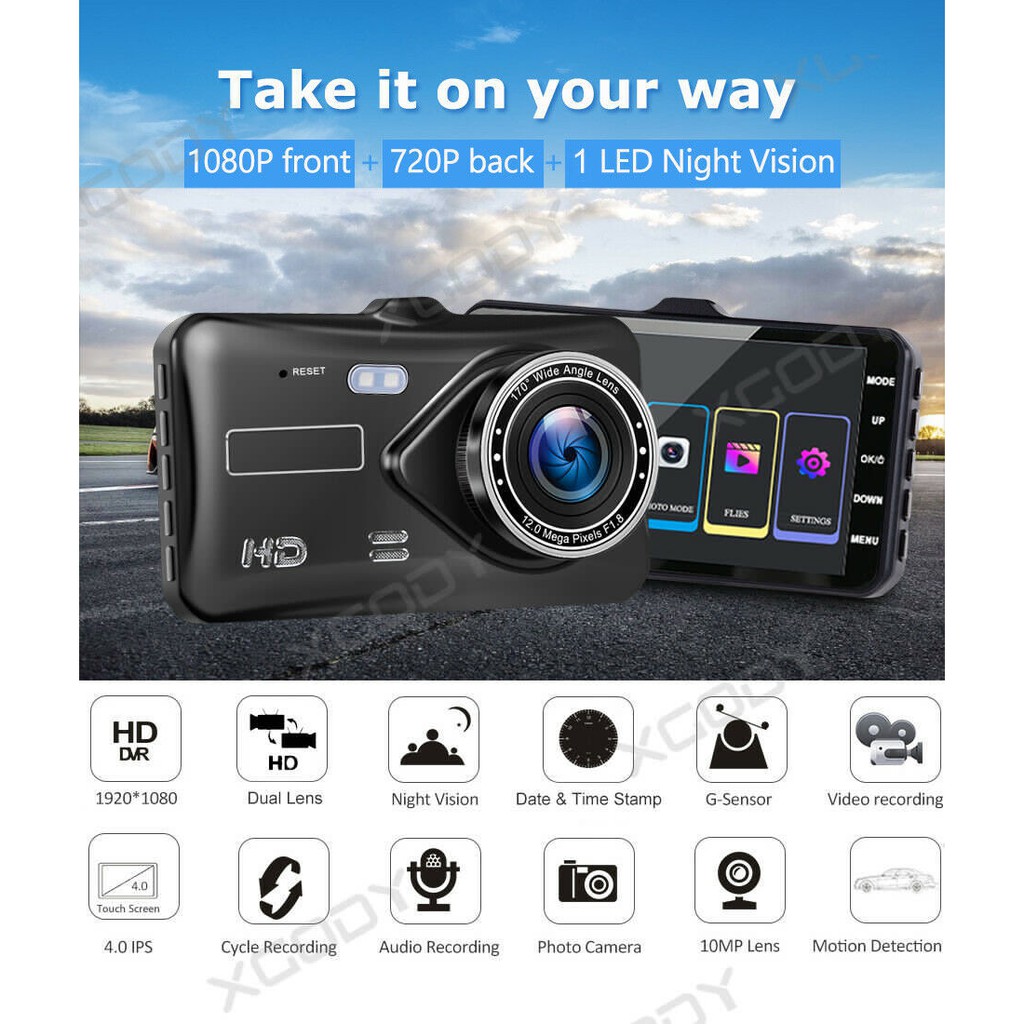 Camera hành trình A6 170 độ WIDE-ANGLE 6G LENS CAR CAMERA màn hình LCD 4.0'' Chất lượng hình ảnh 1080P | BigBuy360 - bigbuy360.vn