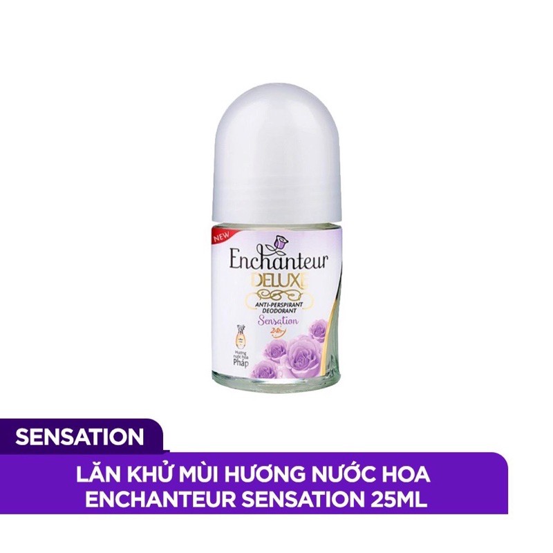 Bộ 3 sản phẩm Enchanteur: Lăn khử mùi Sensation 25ml, Nước hoa Sensation 10ml, Nước hoa bỏ túi Delightful 18ml