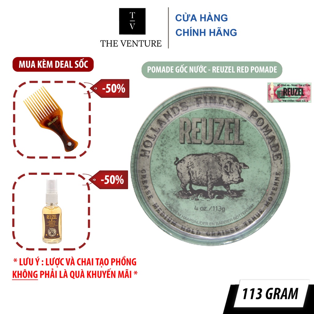 Sáp Vuốt Tóc Reuzel Green Pomade Chính Hãng - Pomade Heo Xanh Lá