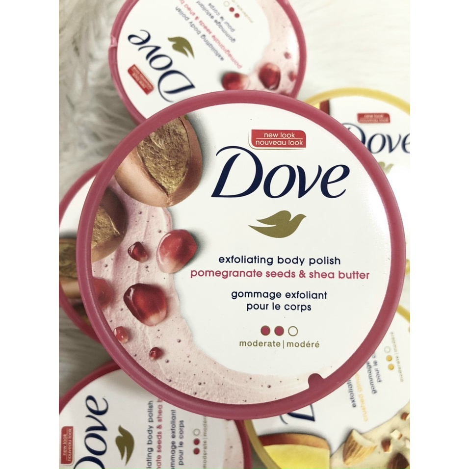 Tẩy da chết body Dove - Bản mỹ 298g - Bản Đức 225g