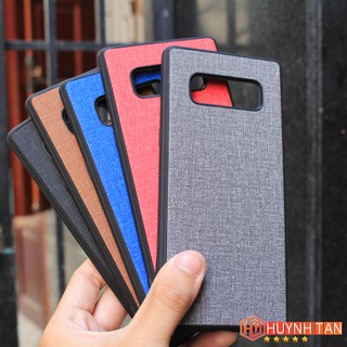Ốp lưng samsung note 8 chống vân tay nhựa cứng viền đen giả vải JEAN 1 màu phụ kiện điện thoại huỳnh tân store