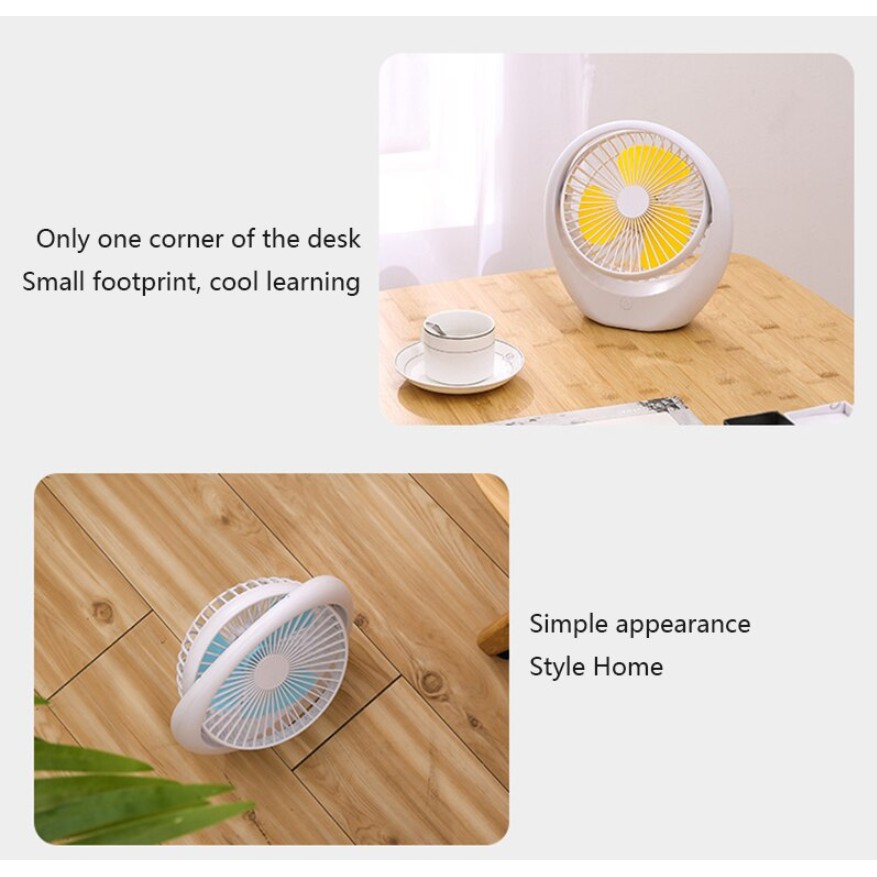 Quạt Tích Điện Để Bàn Văn Phòng Và Giường Trẻ Em 3 Tốc Độ Gió - Đường Kính 20 Cm - Siêu Êm - Cắm Cổng USB Tiện Lợi