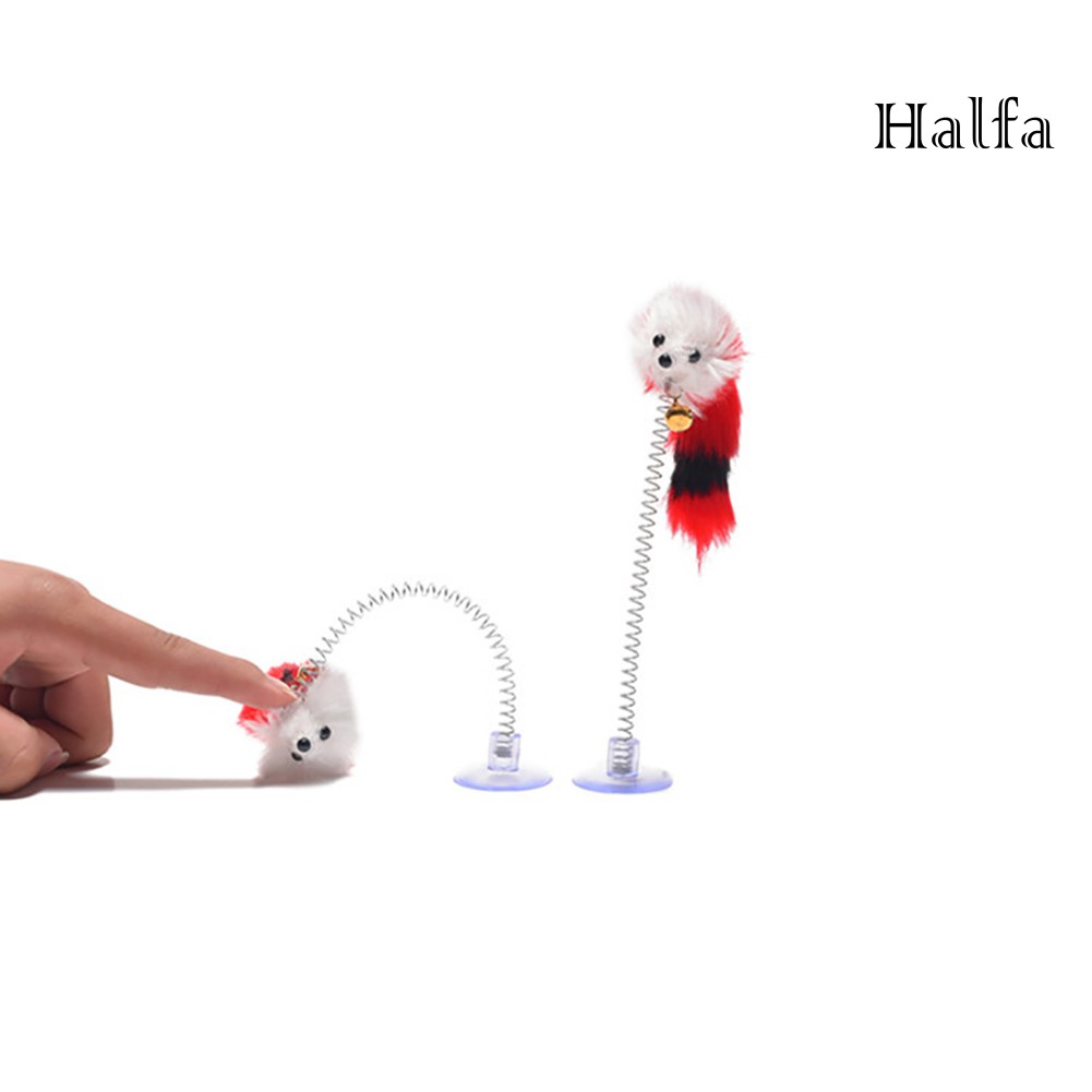 Đồ chơi chuột lông gắn lò xo tương tác cho mèo