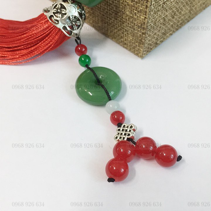 Khánh treo ô tô FREESHIPDây treo ô tô Phật di lặc xanh ngọc bằng đá cao cấp