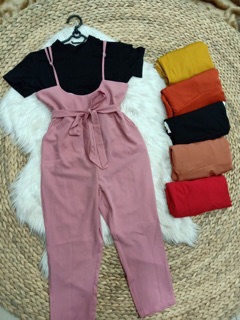 Set yếm dài kèm áo thun cotton