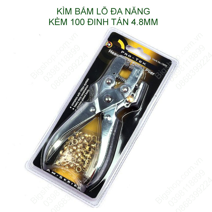 Kìm bấm lỗ đa năng kèm 100 đinh tán D4.8mm