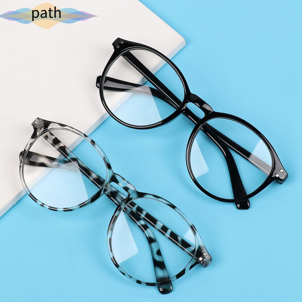 Mắt kính gọng tròn màu đen chống tia UV in họa tiết da báo phong cách cổ điển cho nam và nữ PATH -1.0~-4.0