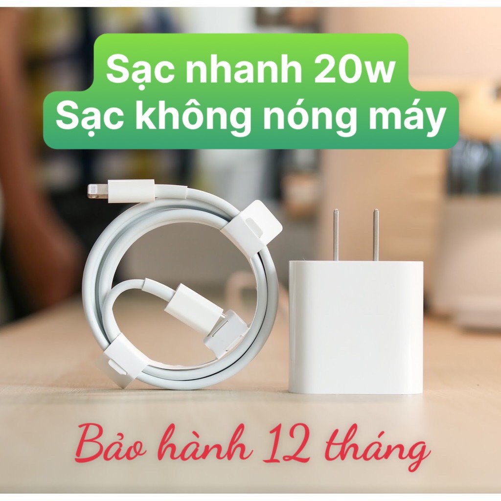 Bộ Củ Cáp Sạc Nhanh PD 20W iPhone/iPad Type C Lightning Chính Hãng Bảo Hành 6 Tháng 1 Đổi 1