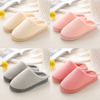 Dép bông sục mũi mang trong nhà nữ cotton trơn màu chống trượt mùa đông
