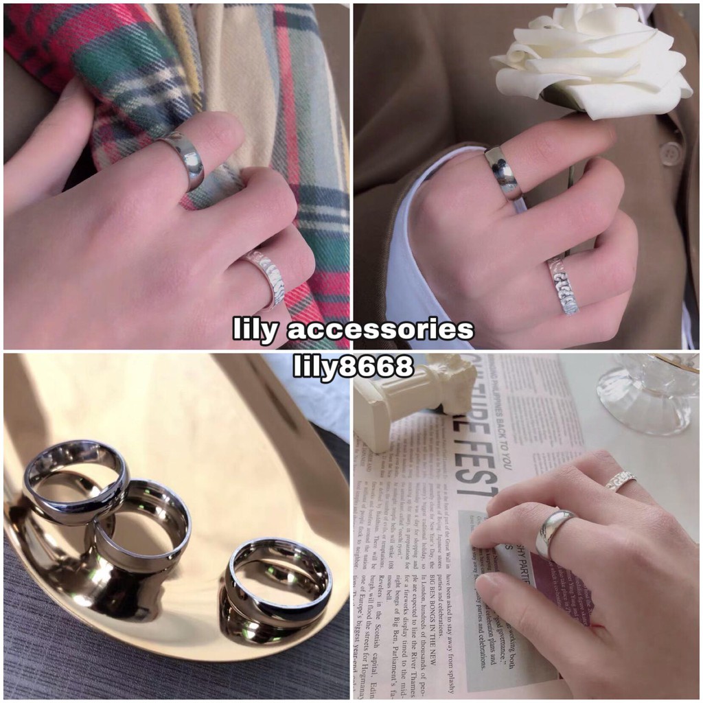 nhẫn titan trơn dày siêu bền cho nam nữ nhẫn không gỉ không đen Unisex bts