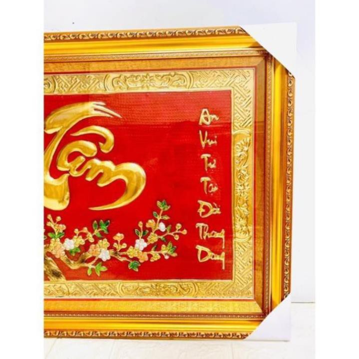 Đồ Đồng Thờ Cúng Phong Thủy TRANH CHỮ TÂM 50x 70 cm nặng  4 kg chất liệu bằng  đồng  tranh phong thủy