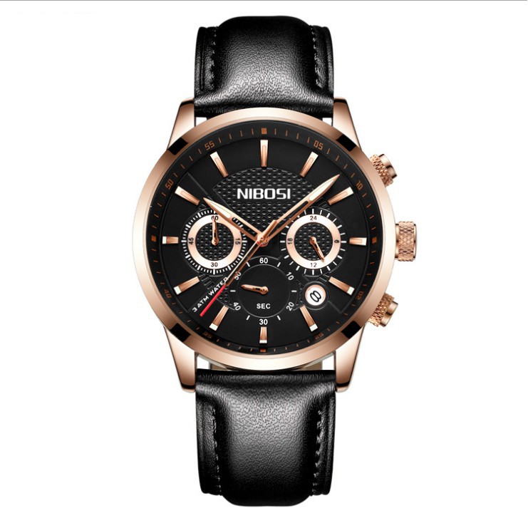 ĐỒNG HỒ NAM NIBOSI 2313(FULL BOX) DÂY DA TRƠN CHẠY FULL 6 KIM, CHỐNG NƯỚC VÀ CHỐNG XƯỚC Bán lẻ giá sỉ