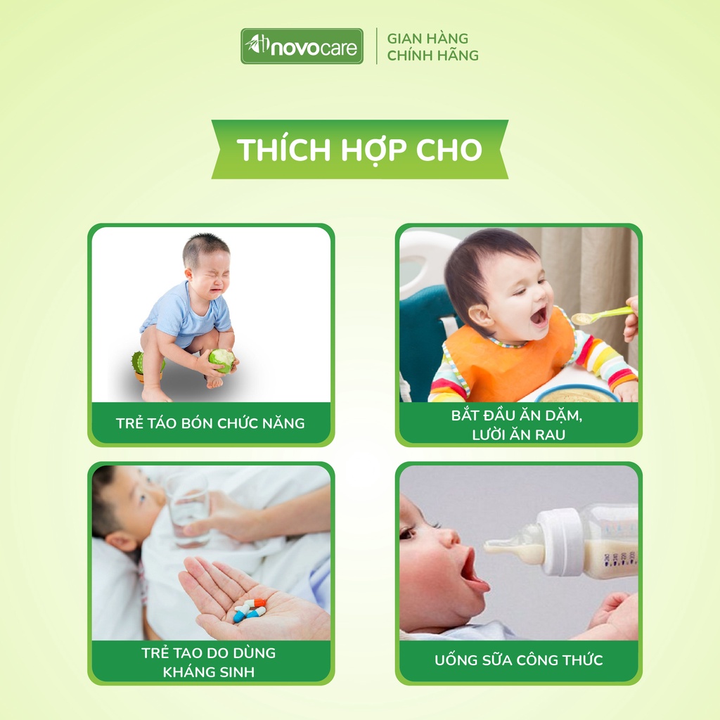 Bổ sung chất xơ Novocare - Novolax Drops chất xơ hòa tan giảm táo bón chuyên biệt cho trẻ từ 6 tháng tuổi