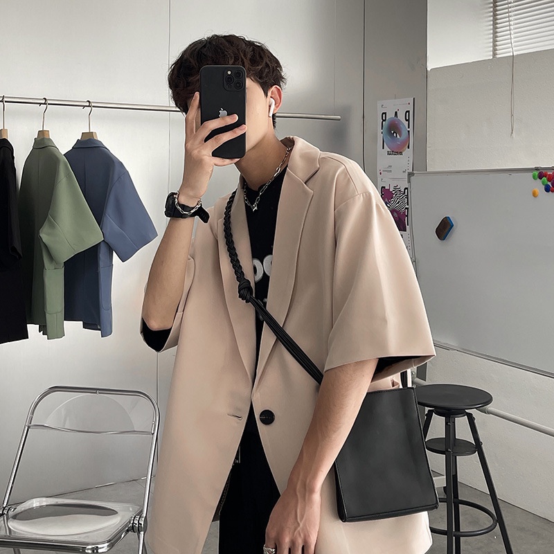 Áo Khoác Vest Tay Lỡ Dáng Rộng Phong Cách Hong Kong Thời Trang Sang Trọng Cho Nam