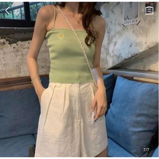 áo len 2 dây thêu hoa cúc