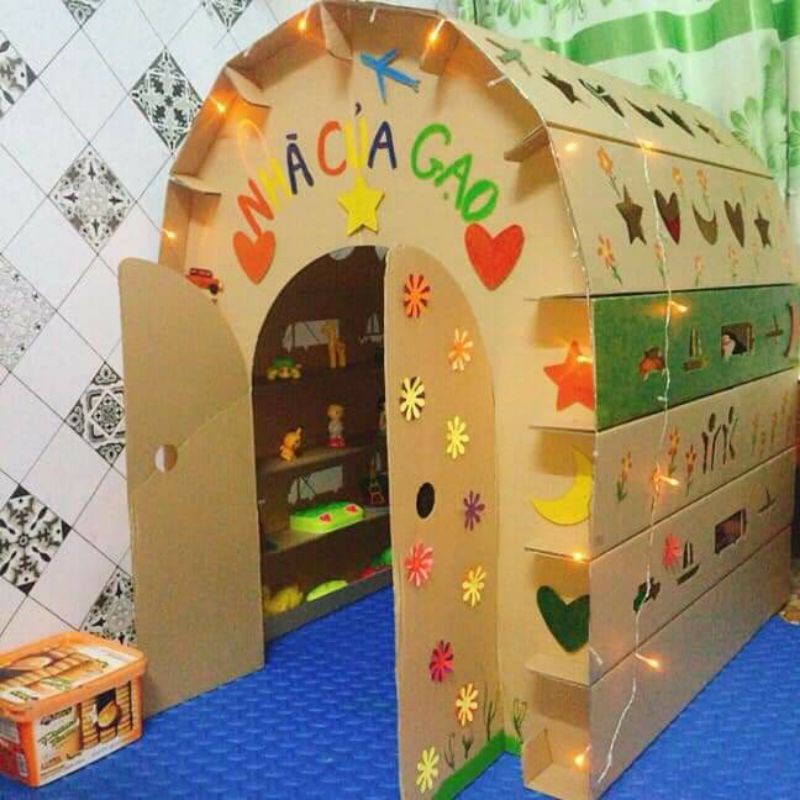 NHÀ GIẤY - NHÀ BẰNG BÌA CARTON - MÓN QUÀ TUYỆT VỜI CHO TUỔI THƠ CỦA BÉ YÊU (BAOPHONG8668)