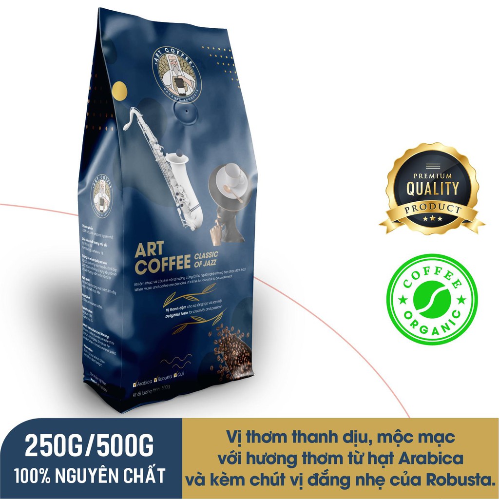 [Cafe Pha Phin] Art Coffee - Classic of Jazz Hạt Rang Xay Nguyên Chất- Cà Phê Pha Phin ( 250gr/500gr)