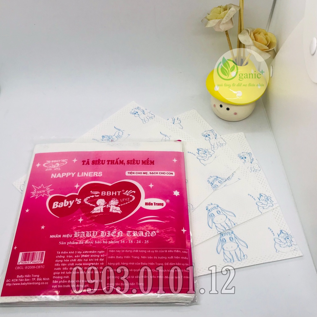 Tấm lót sơ sinh, miếng lót phân xu baby Hiền Trang, 100 tấm có tem chính hãng, siêu thấm hút, siêu tiện lợi