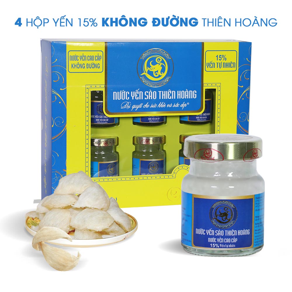(1 Hộp) Yến sào 15% không đường cho người tiểu đường Thiên Hoàng(6 lọ/hộp)