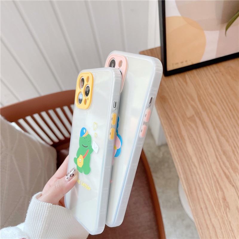 Ốp lưng iPhone 11 Pro Max / iPhone12 / iPhone X / iPhone 7 Plus / iPhone 8 / iPhone 6 / iPhone 11 với các nút màu tương phản Ốp lưng điện thoại TPU chống rơi TPU trong suốt