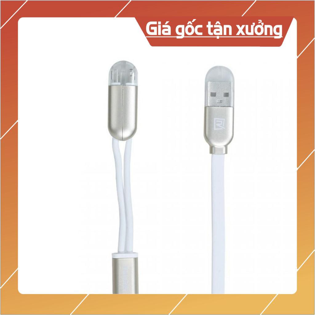 Dây cáp sạc cùng lúc 2 đầu Lightning và Micro Usb chính hãng Remax sạc cùng lúc 2 thiết bị - Sản phẩm chính hãng