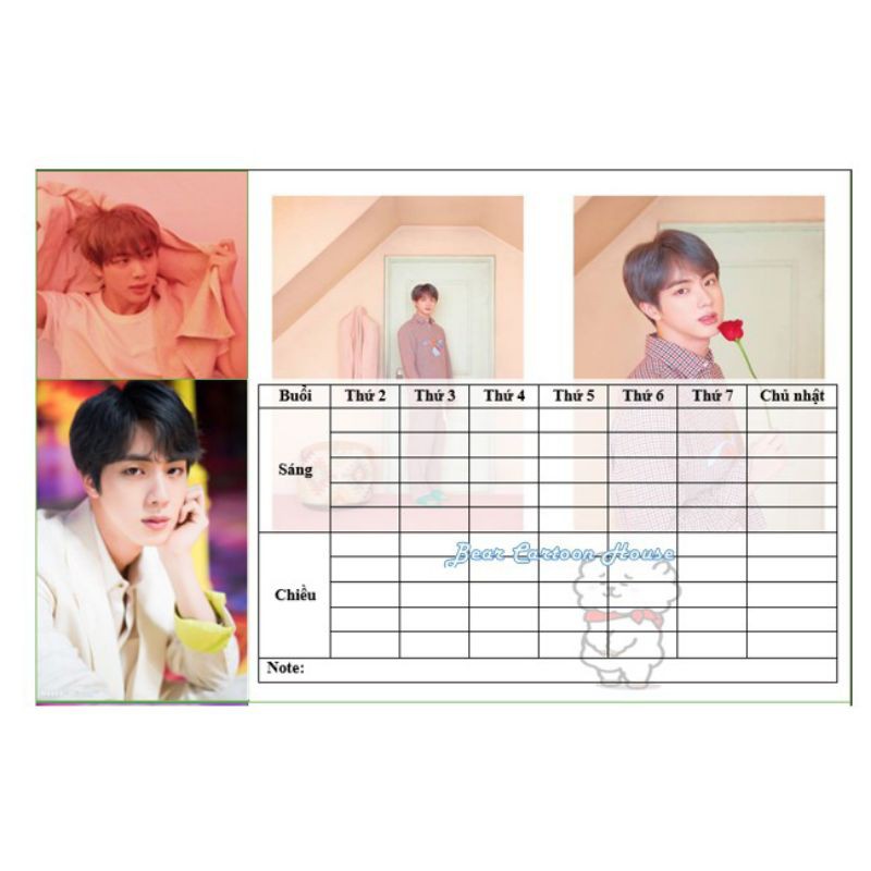 (nhiều mẫu) Thời khoá biểu BT21 BTS và thành viên