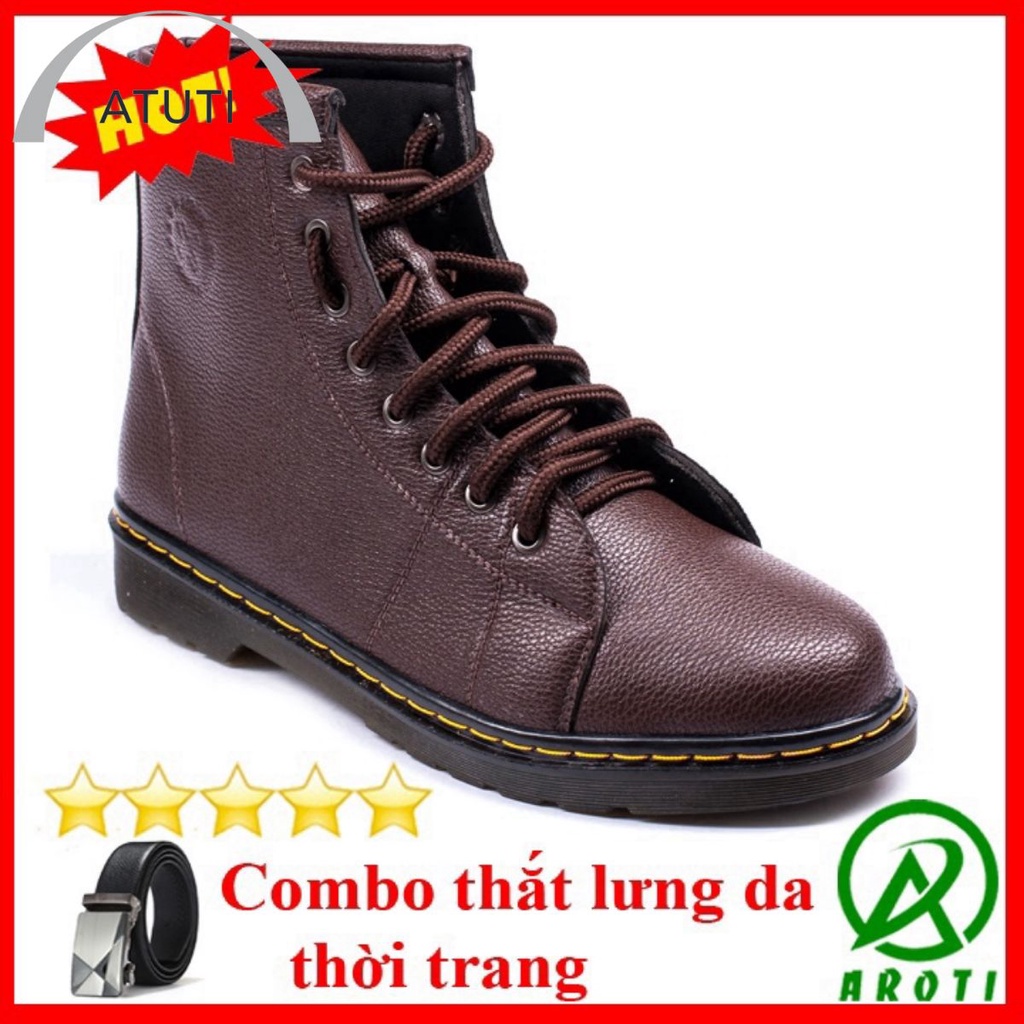 Giày Da Nam AROTI Boot Cổ Cao Chất Đẹp Cao Cấp,Đế Khâu Chắc Chắn Form Mạnh Mẽ,Cực Nam Tính Màu Nâu- Đủ size M89-N(TL)
