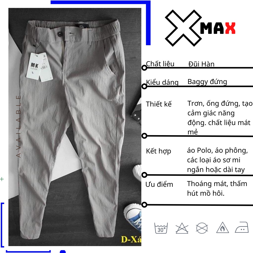 Quần đũi dài nam ống suông form slimfit dáng âu chất thoáng mát thấm hút mồ hôi, phong cách hàn quốc MAXSTORE B025 | BigBuy360 - bigbuy360.vn