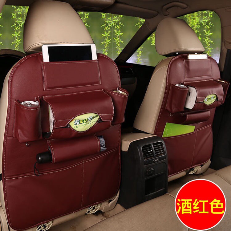 Túi đựng đồ đa năng đeo lưng ghế ô tô da PU cao cấp bảo hành 6 tháng (Da bò-Kem-Cam-Nâu-Đen)