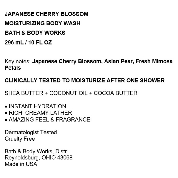 Sữa tắm kem siêu mịn da Bath & Body Works - Japanese Cherry Blossom - Moisturizing Body Wash 296mL