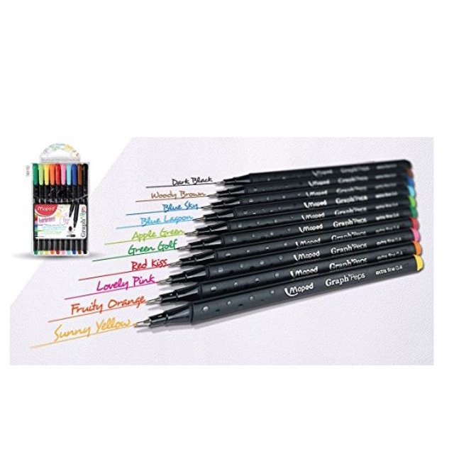 [Lộc's Art Store]Bộ viết kim Graph' Peps  Maped Extra Fine 0.4 trang trí trên giấy